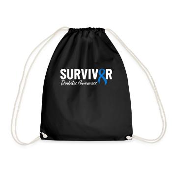 Diabetes Survivor Blue Ribbon Nutzlose Bauchspeicheldrüse - Turnbeutel - Schwarz - Vorne