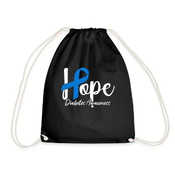 Funny Diabetic Useless Pancreas Blue Ribbon T1D - Drawstring Bag - black - Front
