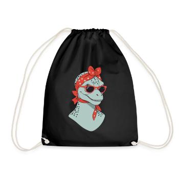Funny Dinosaur Mom Cool Dino Wife - Drawstring Bag - black - Front