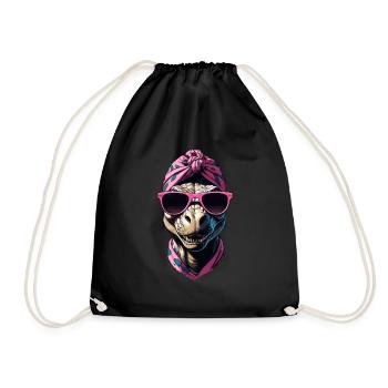 Funny Dinosaur Mom Cool Dino Woman Style - Drawstring Bag - black - Front
