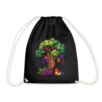 Bunter Baum Mit Trauben Und Blättern - Turnbeutel - Schwarz - Vorne