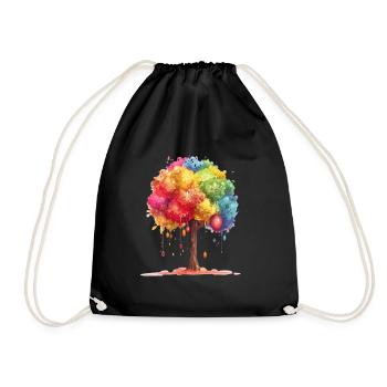 Farbenfroher Baum Mit Bunten Tropfen - Turnbeutel - Schwarz - Vorne