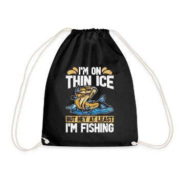 Ice Fishing I'm On Thin Ice But Hey Ice Anglers - Drawstring Bag - black - Front