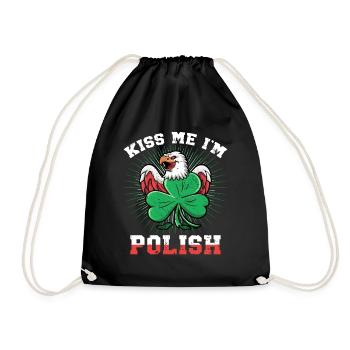 Poland Polish Kiss Me In Polish St Patricks Day - Drawstring Bag - black - Front