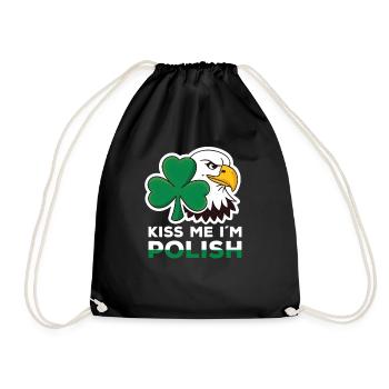 Kiss Me In Polish Polish St Patricks Day Poland - Drawstring Bag - black - Front