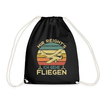 Airplane Tshirt Men's Helicopter Pilot Airplane - Drawstring Bag - black - Front