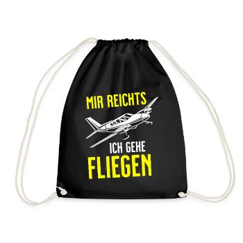 Airplane Tshirt Men's Helicopter Pilot Airplane - Drawstring Bag - black - Front