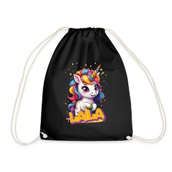 LAILA - Beau nom de fille avec une licorne mignonne - Sac de sport léger - noir - Devant