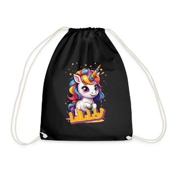 LILLY - Beautiful girl name with cute unicorn - Drawstring Bag - black - Front