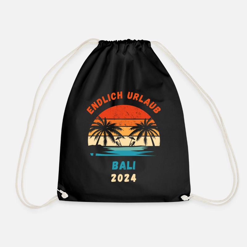 Bali Urlaub 2024 Indonesien Insel Idee - Turnbeutel - Schwarz