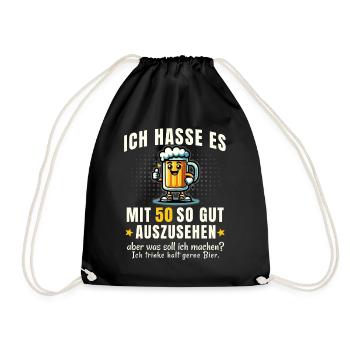 Funny beer motif 50th birthday - Drawstring Bag - black - Front