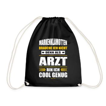 Markenklamotten Brauche Ich Nicht Arzt Abschluss - Turnbeutel - Schwarz - Vorne