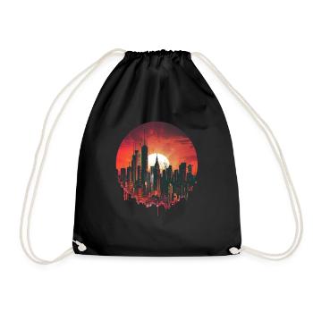 Stylish Sunset Big City Motif - Drawstring Bag - black - Front