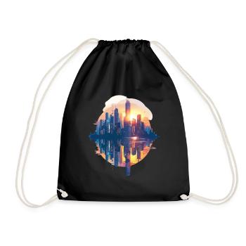Coucher de soleil urbain aux couleurs pastel - Sac de sport léger - noir - Devant
