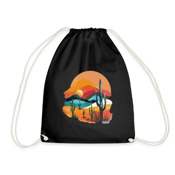 Paysage désertique au coucher du soleil - Sac de sport léger - noir - Devant