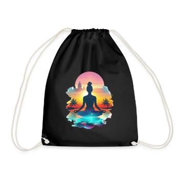 Méditation au paradis du coucher du soleil - Sac de sport léger - noir - Devant