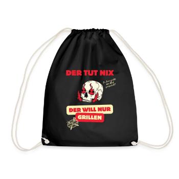 Skull und Grillspruch Design - Turnbeutel - Schwarz - Vorne