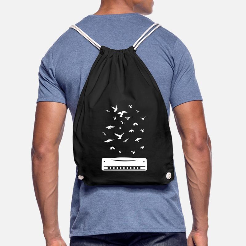 Playing Harmonica Player Harmonica Instrument Drawstring Bag