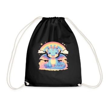 Dragon Rainbow Kawaii Dragon Kids - Drawstring Bag - black - Front