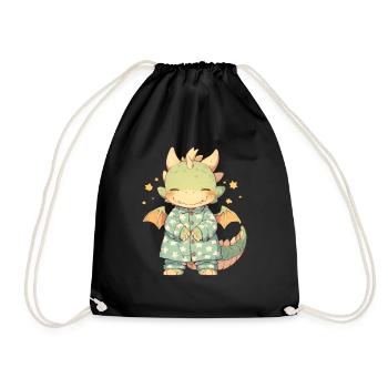 Dragon Pajamas Kawaii Dragon Kids - Drawstring Bag - black - Front