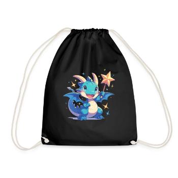Drache Fee Kawaii Drache Kinder - Turnbeutel - Schwarz - Vorne