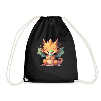 Dragon Ice Cream Kawaii Dragon Kids - Drawstring Bag - black - Front