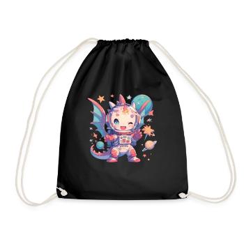 Dragon Astronaut Kawaii Dragon Kids - Drawstring Bag - black - Front