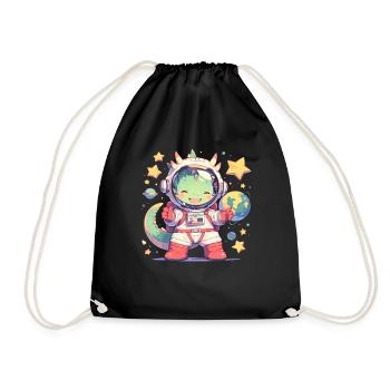 Dragon Astronaut Kawaii Dragon Kids - Drawstring Bag - black - Front