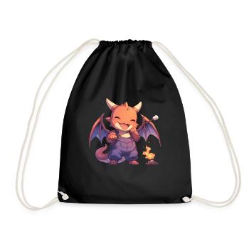 Dragon Marshmallows Kawaii Dragon Kids - Drawstring Bag - black - Front