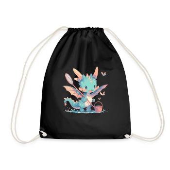 Dragon Butterfly Kawaii Dragon Kids - Drawstring Bag - black - Front