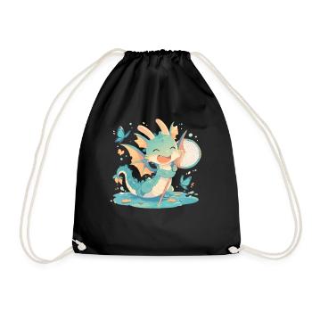 Dragon Butterfly Kawaii Dragon Kids - Drawstring Bag - black - Front