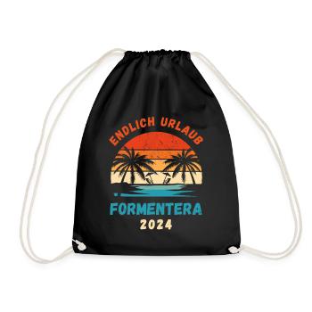 Formentera Urlaub 2024 Spanien Balearen Idee - Turnbeutel - Schwarz - Vorne