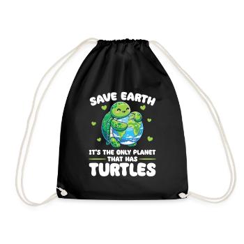 Is the only planet with turtles Earth Day - Drawstring Bag - black - Front