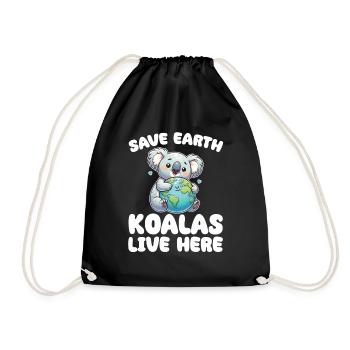 Save the Earth Koalas live here Earth Day - Drawstring Bag - black - Front