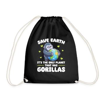 Ist der einzige Planet mit Gorillas Earth Day - Turnbeutel - Schwarz - Vorne
