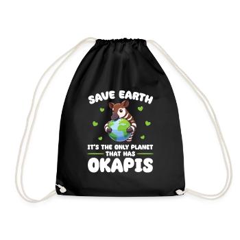 Is the only planet with Okapis Earth Day - Drawstring Bag - black - Front