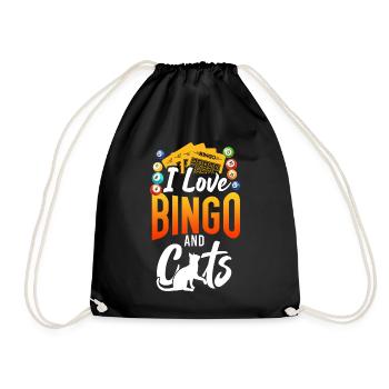 Bingo Player Cat I Love Bingo And - Drawstring Bag - black - Front