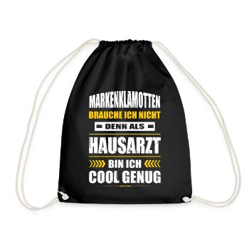 Markenklamotten Brauche Ich Nicht Hausarzt Arzt - Turnbeutel - Schwarz - Vorne