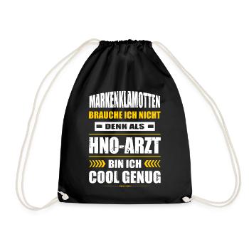 Markenklamotten Brauche Ich Nicht HNO-Arzt Arzt - Turnbeutel - Schwarz - Vorne