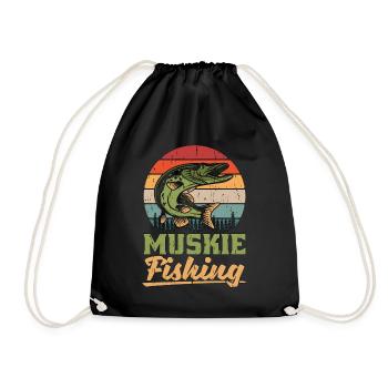 Muskie Fishing Predatory Fish Muskie Fisherman - Drawstring Bag - black - Front