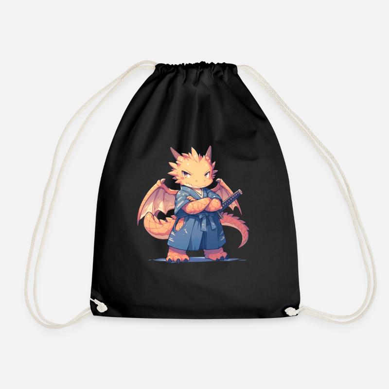 Drache Ninja Japanisch Kawaii Drache - Turnbeutel - Schwarz