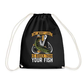 Musky Fishing My Musky Lure Is Bigger Fishing Rod - Drawstring Bag - black - Front