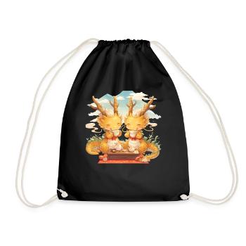 Cérémonie du thé du dragon Kawaii japonais - Sac de sport léger - noir - Devant