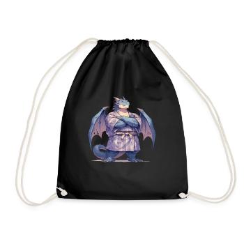 Dragon Sumo Wrestler Japanese Kawaii Dragon - Drawstring Bag - black - Front