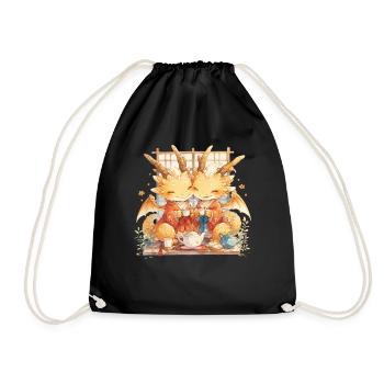 Cérémonie du thé du dragon Kawaii japonais - Sac de sport léger - noir - Devant