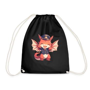 Dragon Shinkansen Japanese Kawaii Dragon Kids - Drawstring Bag - black - Front