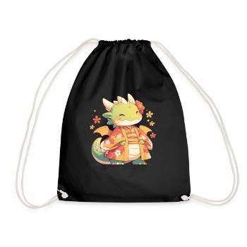 Dragon Kimono Japanese Kawaii - Drawstring Bag - black - Front