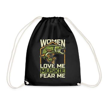 Musky Fishing Women Love Me Muskie Predatory Fish - Drawstring Bag - black - Front