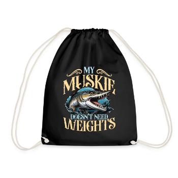 Muskie Fishing My Muskie Doesn't Need Fishing Rod - Drawstring Bag - black - Front