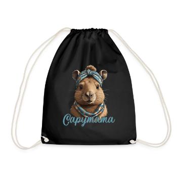 Capymama drôle Capybara conception de fête des mères - Sac de sport léger - noir - Devant